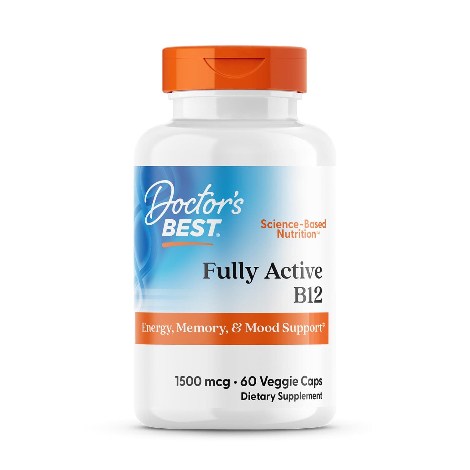 Doctor's Best Fully Active B12 1500 mcg, Non-GMO, Vegan, Gluten Free, Supports Healthy Memory, Mood and Circulation, 60 Count