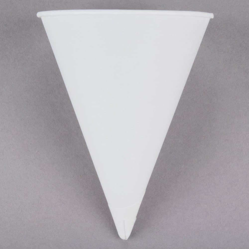 Dart Solo 42R-2050 Bare Eco-Forward 4.25 oz. White Rolled Rim Paper Cone Cup with Chipboard Box Packaging - 5000/Case
