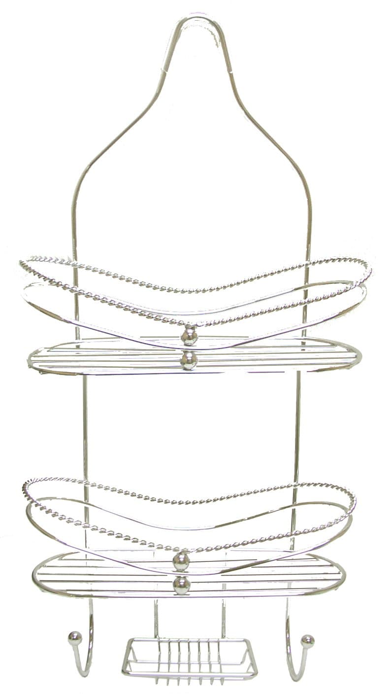 AQUATICO Braided Style 2-Tier Shower Caddy, Platinum