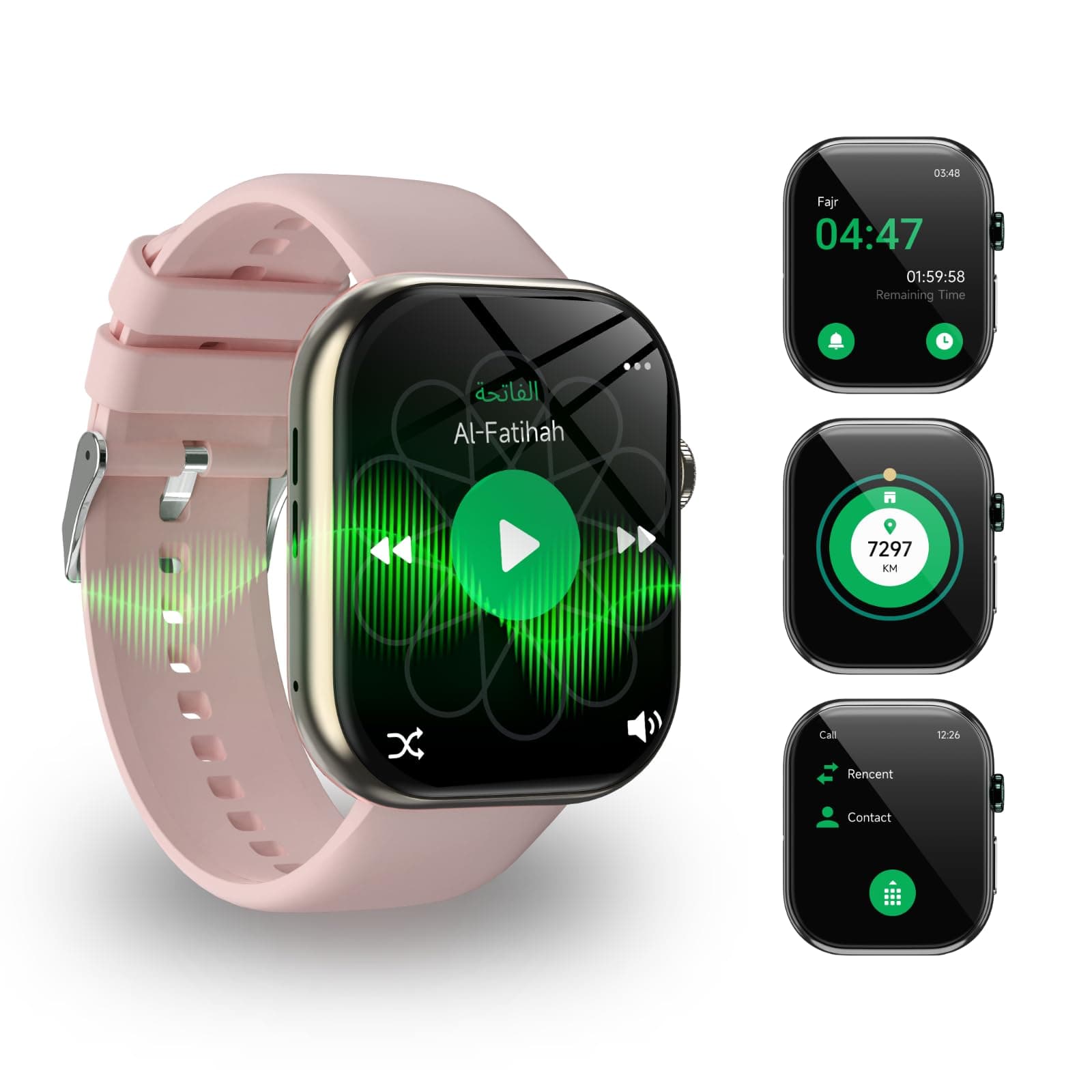 TAQWA KDN Certified Quran Watch for Muslim, 2.02"Big Screen Prayer Watch with Full Quran Recitation, Prayer Times Reminders, Daily Azkar, Hijri Calendar, Health Monitoring, Bluetooth Call, IP68