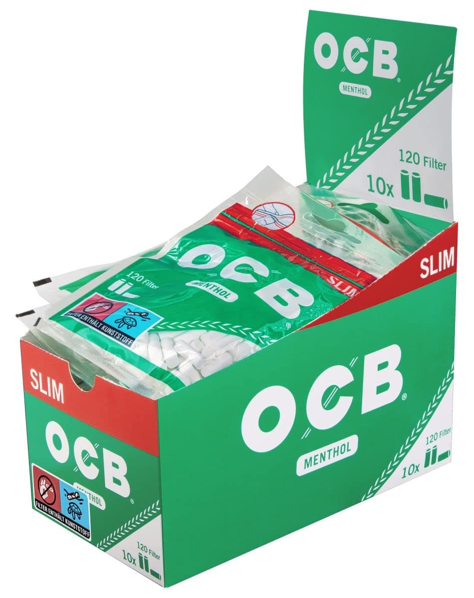 OCB 17626 Menthol Slim Filter 6 mm-9600-10 Bags of 120 Paper