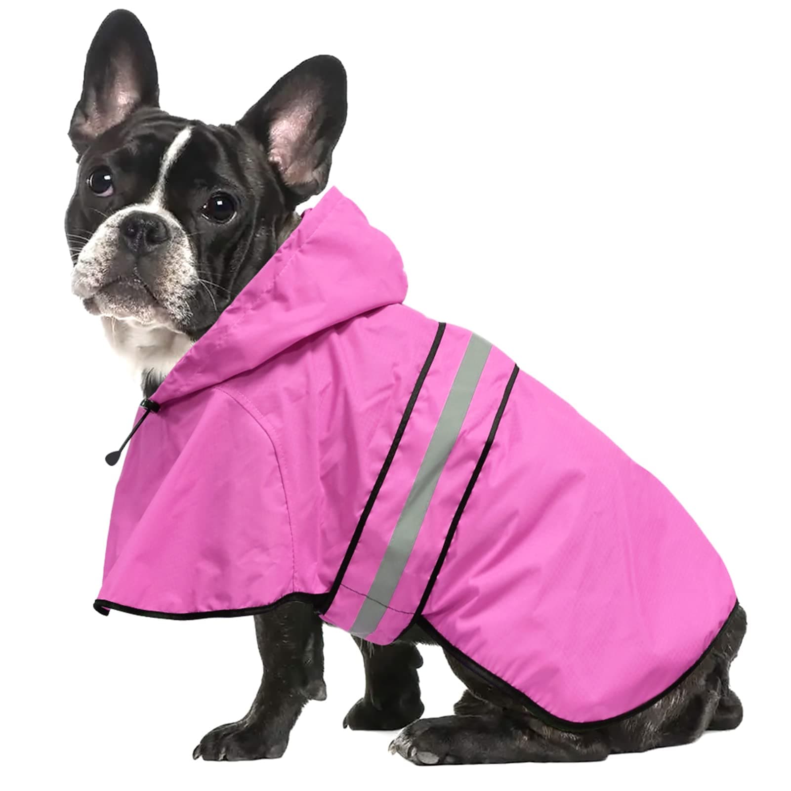 Waterproof Dog Rain Coat - Reflective Adjustable Pet Raincoat Jacket, Lightweight Dog Hooded Poncho Raincoats for Small to X- Large Dogs and Puppies (Pink, Medium)