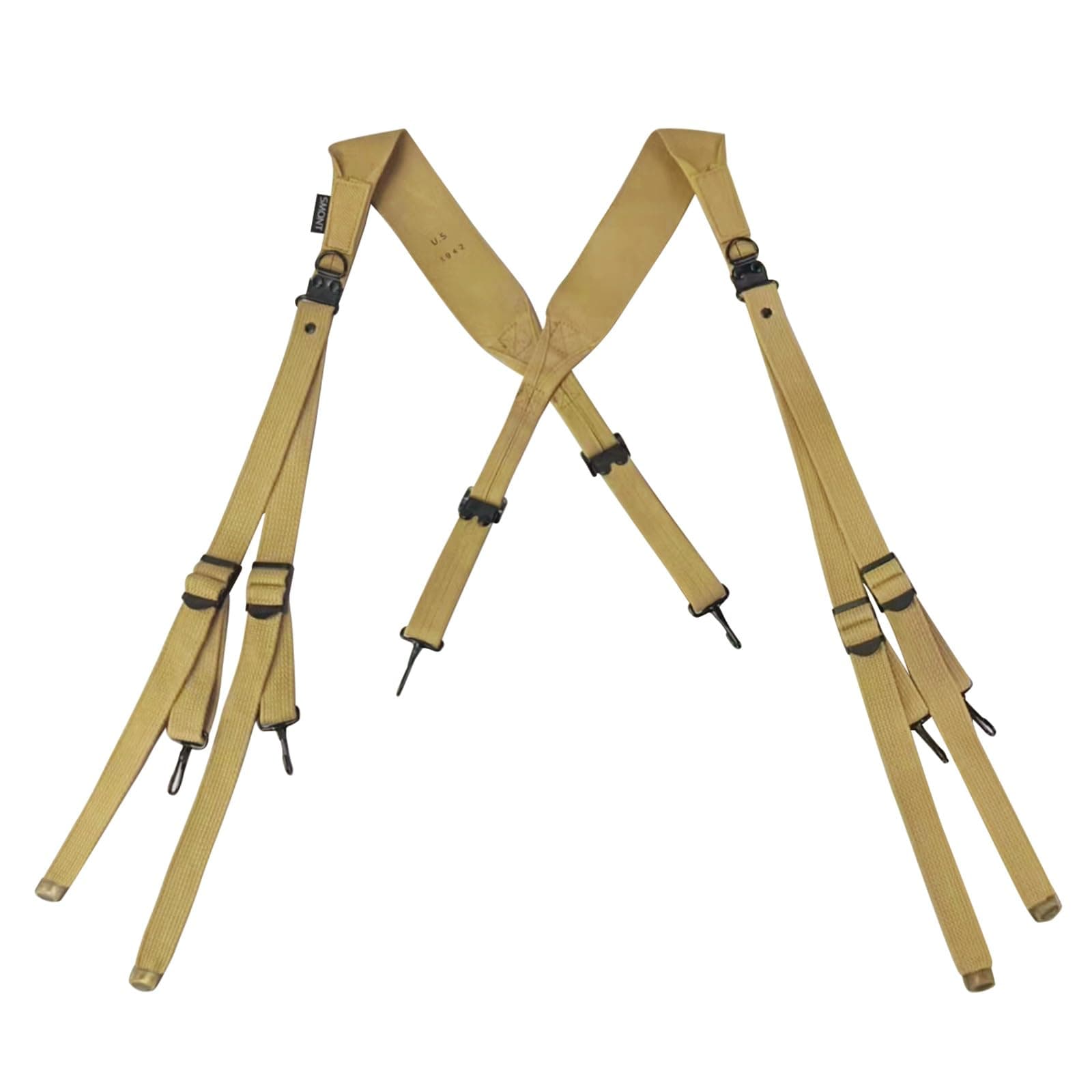 SMONT Repro WW2 US. Army M1936 Suspenders WWII Combat Standard X Strap Canvas/Khaki