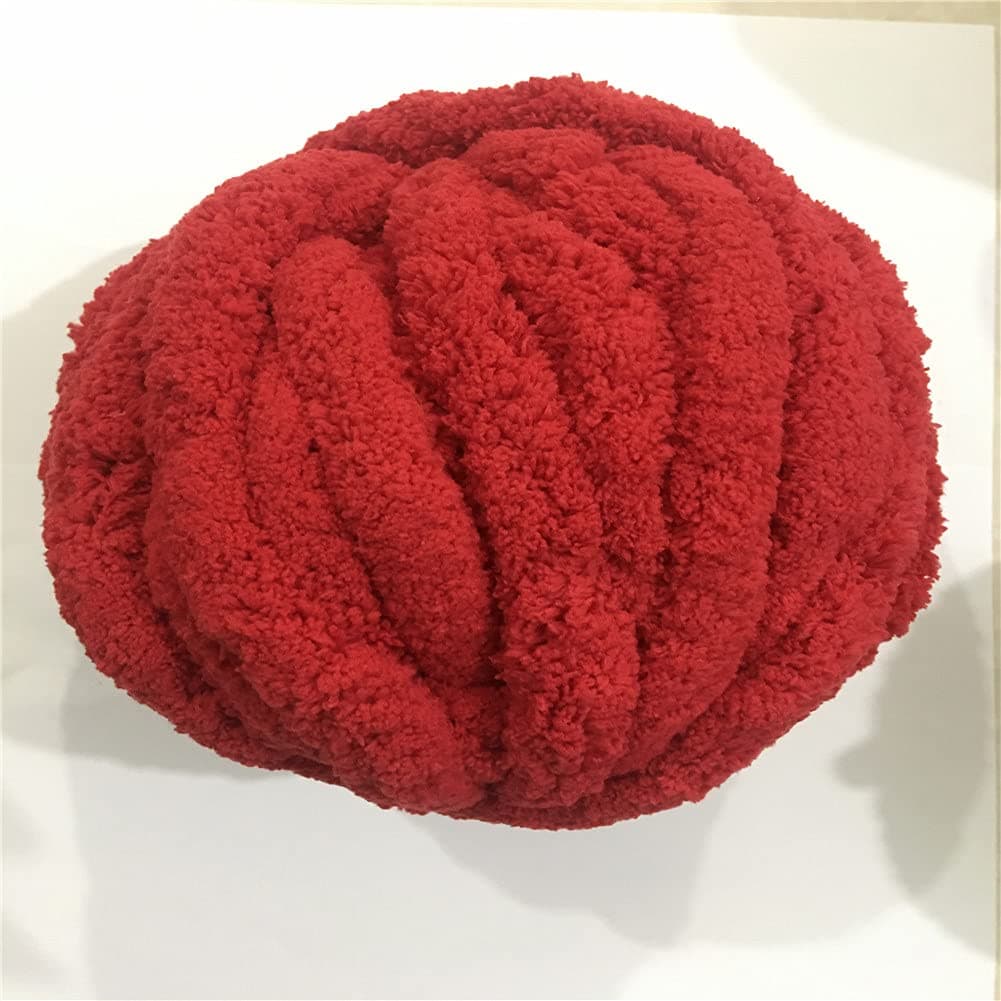 Chunky Chenille Yarn (2 Balls) Total of 56 Yards 1.08pounds/Ball Soft Thick Arm Knitting Crochet Blanket Yarn No Pill or Shed Jumbo Chenille Yarn Giant Knit Baby Blanket (red-07)