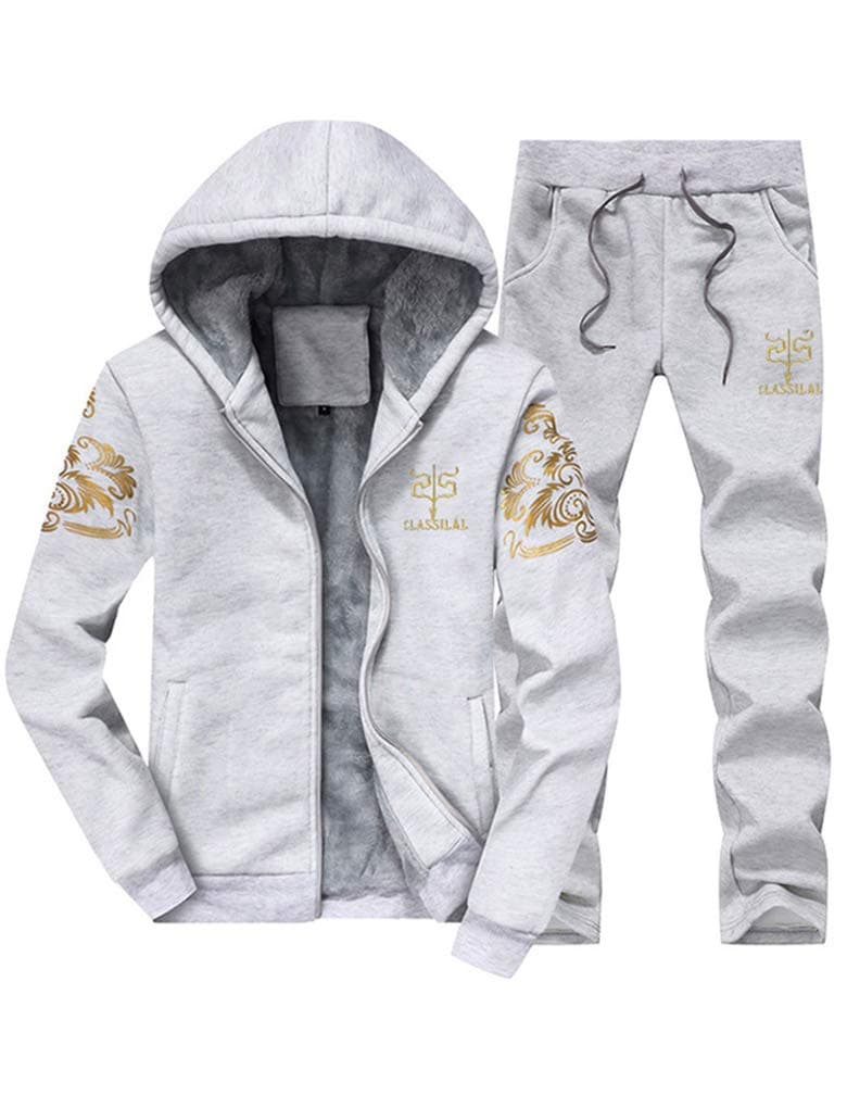 PASOK Men's Casual Tracksuit Full Zip Running Jogging Athletic Sports Jacket And Pants Set