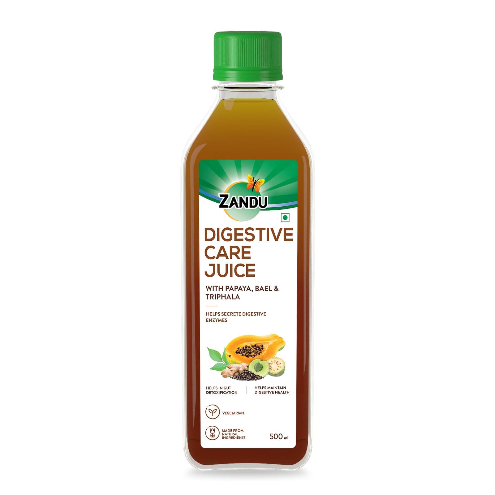 Zandu Digestive Care Juice, 500 ml, Enriched with Papaya, Triphala & Bael to improve Gut Health, Relieves Gas, Boosts Appetite, Scientifically Tested