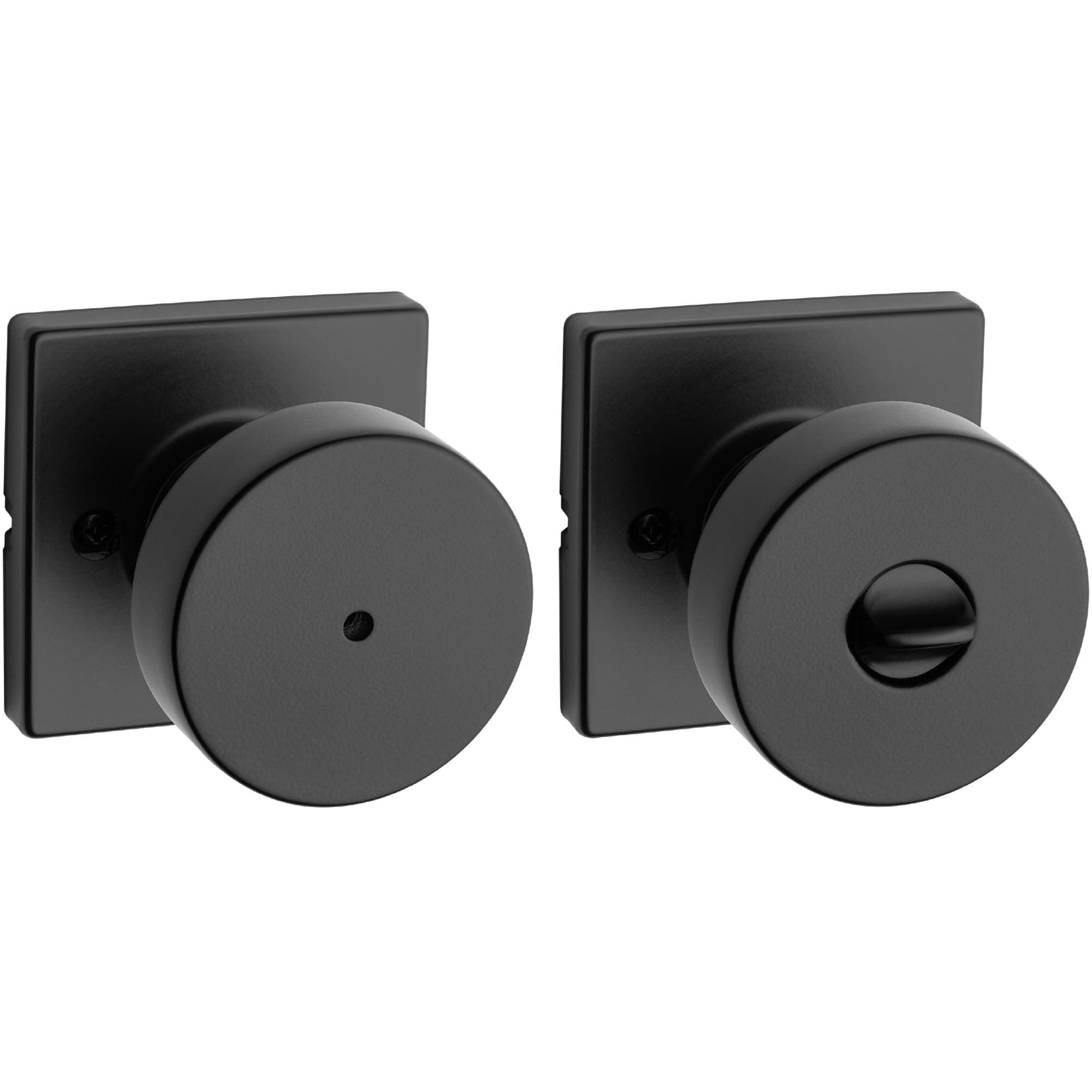 Pismo Interior Privacy Door Knob with Lock, Door Handle For Bathroom and Bedroom, Matte Black Keyless Turn Lock Doorknob, with Microban Protection