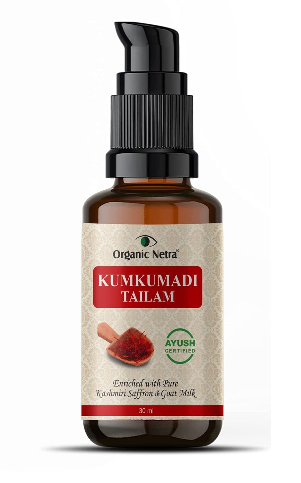 Ayurvedic Kumkumadi Tailam, Face Oil for Glowing Skin | Enriched with Pure Kashmiri Saffron & Goat Milk | Reduces Pigmentation and Fades Dark Spot | Enriched with Vitamin E - 1.01 Oz