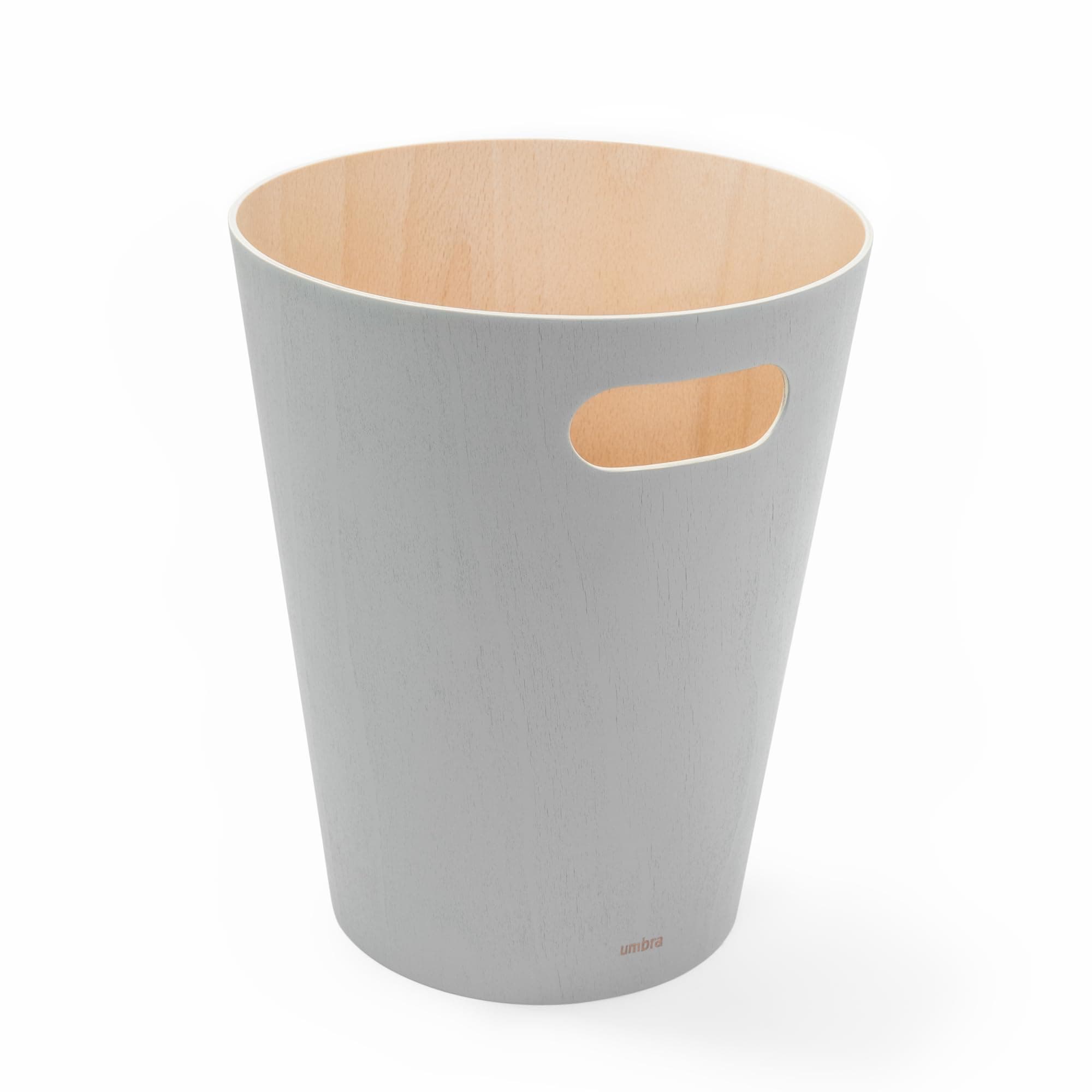 Grey Woodrow, 2 Gallon Modern Wooden Trash Can Waste basket or Recycling Bin for Home or Office