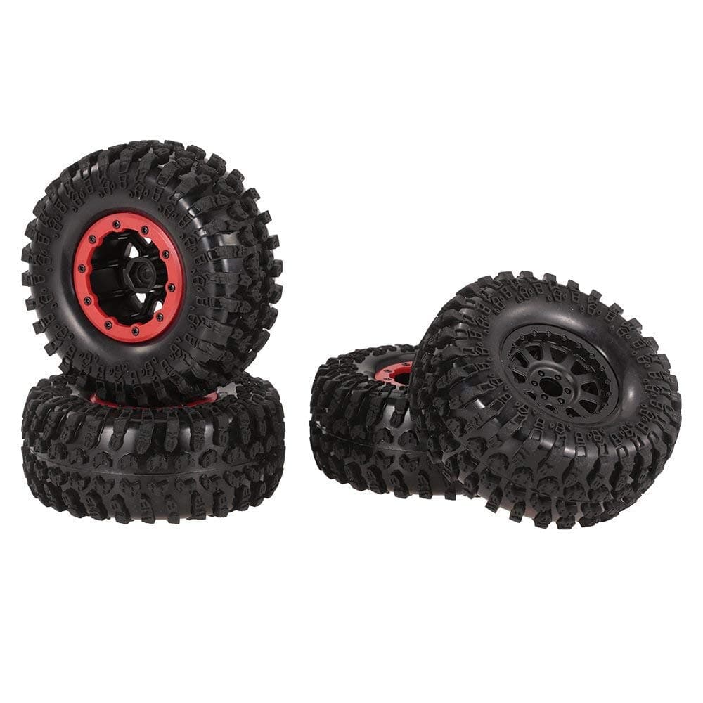 4PCS 2.2" 130mm Rubber RC Tires - Ultra Soft Beadlock Tires and Wheels Rim for 1/10 RC Rock Crawler Car Axial SCX10 RC4WD D90 Wraith Yeti RC Car