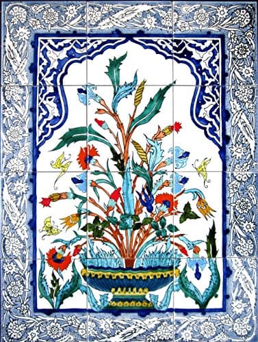 Decorative Ceramic Tiles: Hand Painted Mosaic Murals Kitchen Bathroom Pool Patio Wall Art 24 Inch x 18 Inch