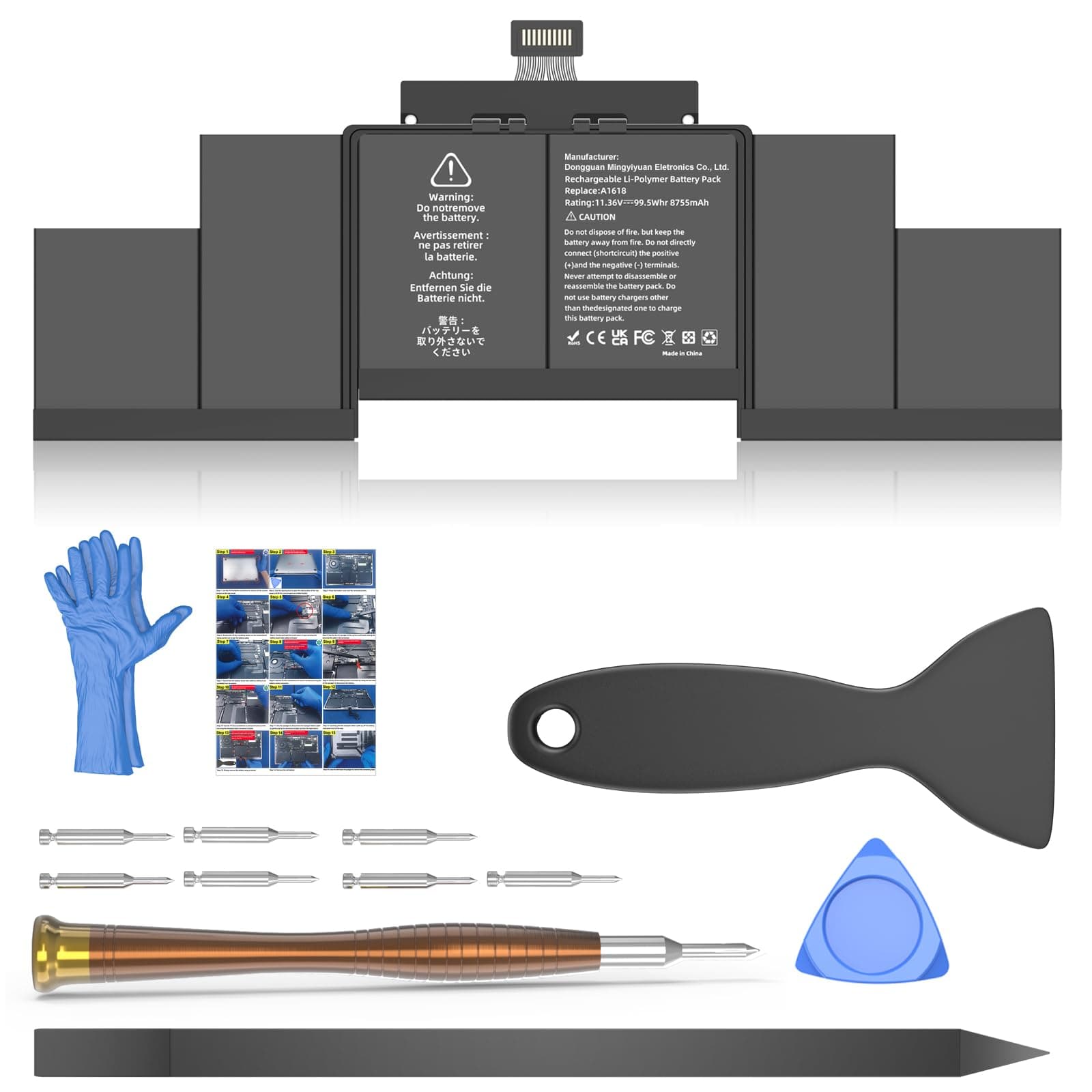 JGTM A1398 Battery Replacement, A1618 A1494 Battery for MacBook Pro 15 inch Mid 2015 Mid 2014 Late 2013 Version EMC 2910 2909 2881 2876 2745 2674 Capacity 11.36V 99.5Wh 8755mAh