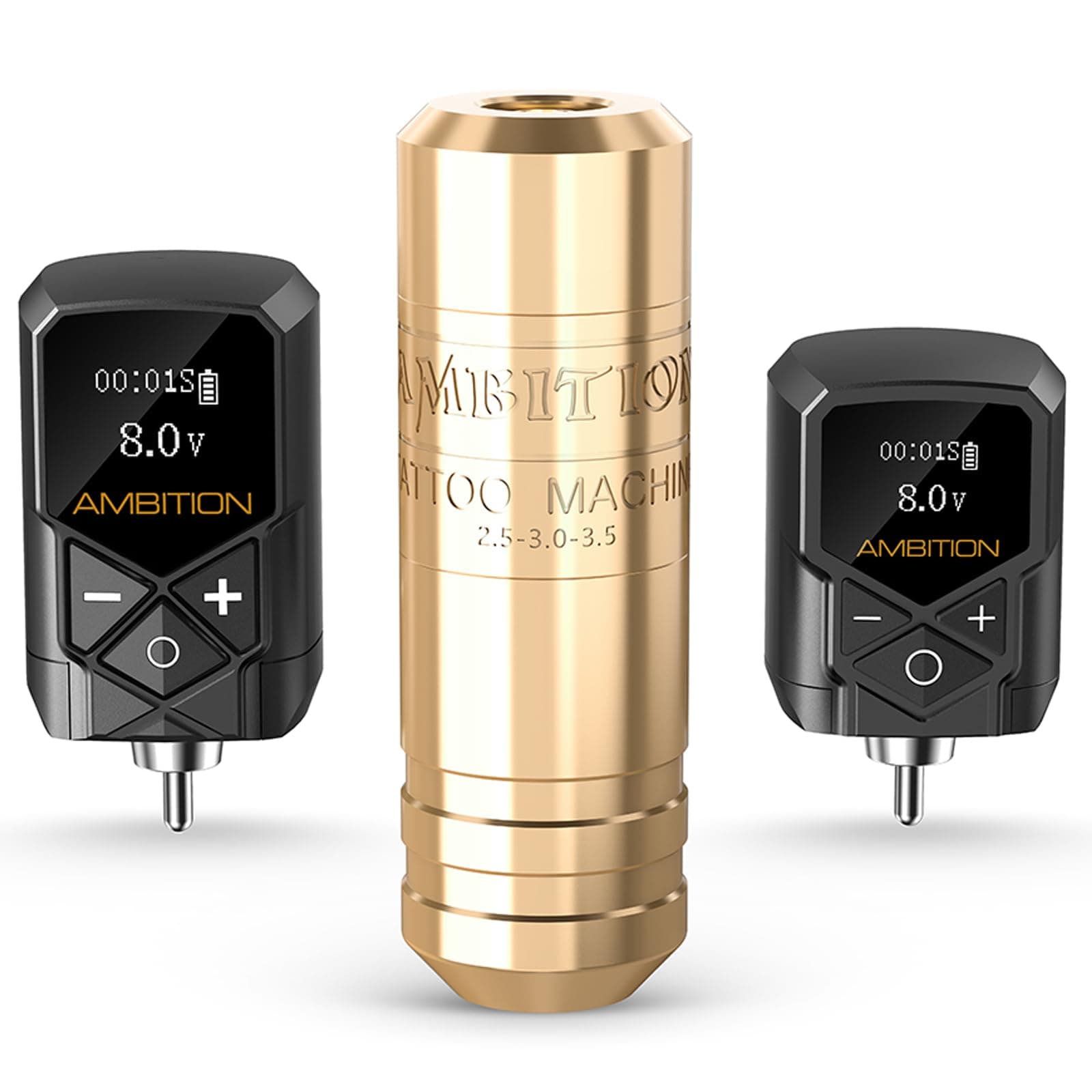 Ambition Torped Tattoo Machine Kit - Rotary Tattoo Machine Cartridges Short Pen with 2Pcs 2400mAh & 1800mAh Tattoo Power Supply Brushless Motor for Professional Tattoo Artist
