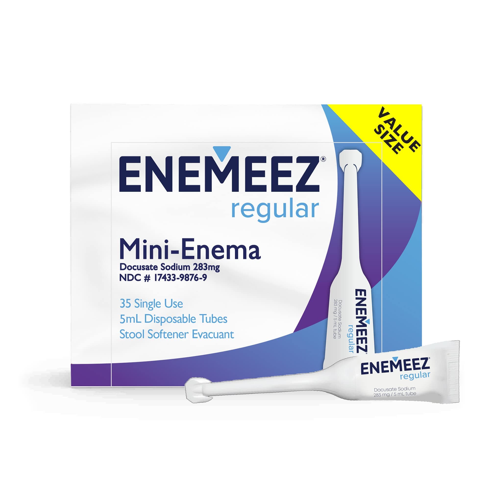 Enemeez 283mg Docusate Sodium Mini Enemas/Stool Softeners - Constipation Relief for Adults, 35 Count