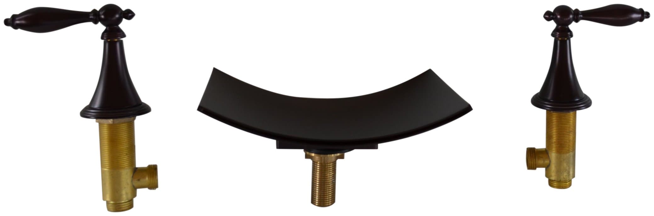 Oil Rubbed Bronze Three Piece Tub Waterfall with Lever Handles Set Includes Valves and Hose