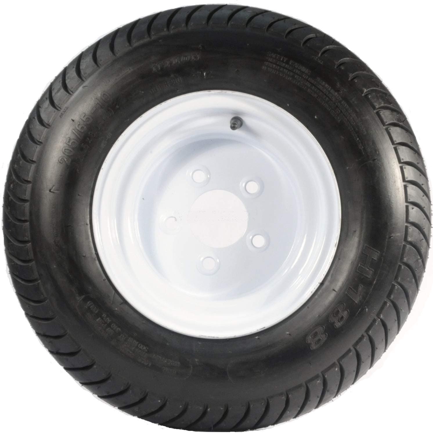 205/65-10 LRC 6 PR Bias Trailer Tire on 10" 5 Lug White Steel Trailer Wheel