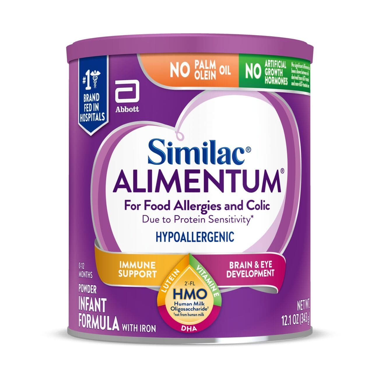 Similac Alimentum With 2'-FL HMO Hypoallergenic Infant Formula, for Food Allergies and Colic Due to Protein Sensitivity, Baby Formula Powder, 12.1-oz Can