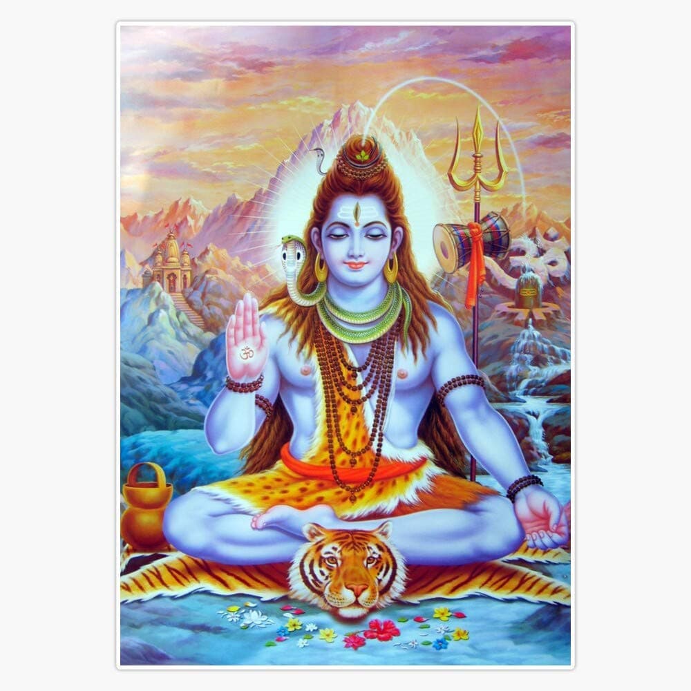 Lord Shiva Hindu Indian Art Sticker Vinyl Bumper Sticker Decal Waterproof 5 Inch, EVAN-YOGA-STICKERS-242