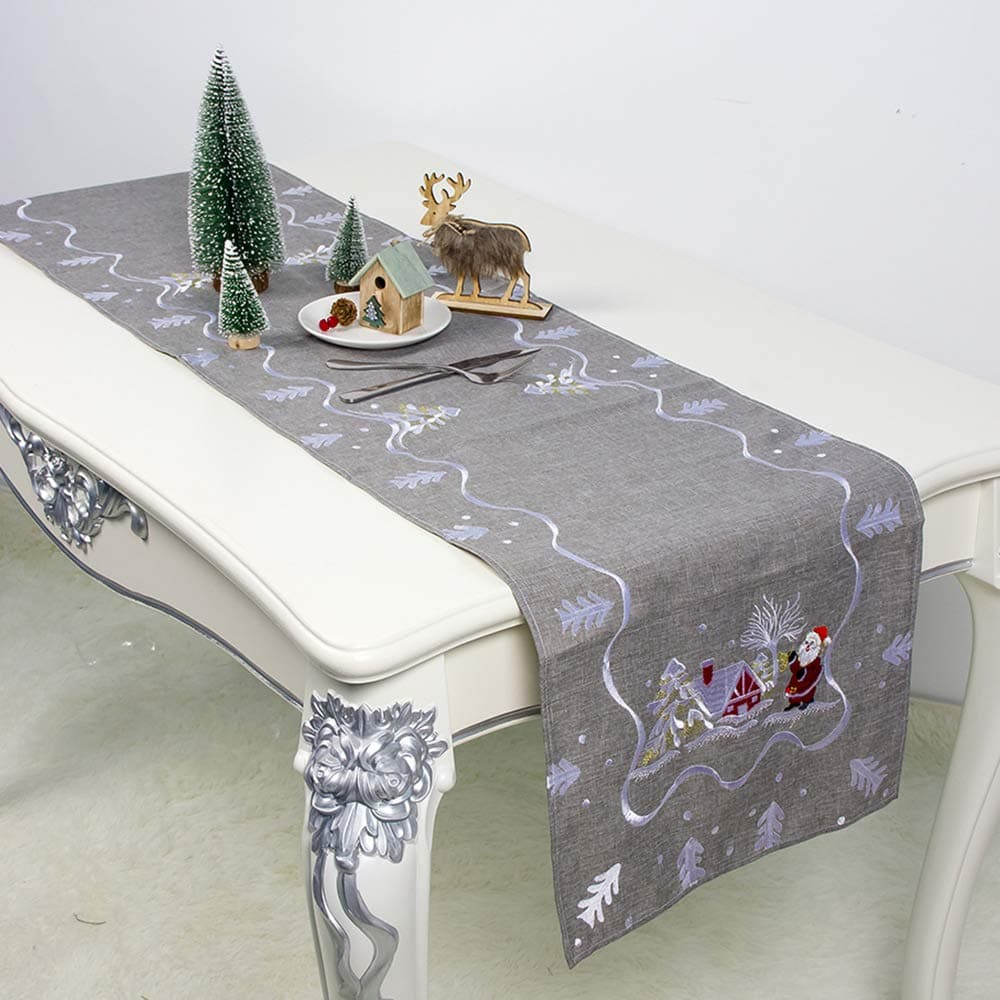 HALOVIE Christmas Table Runner Decoration Dining Table Cloth Runners Snowflake Deer for Home Kitchen Party Wedding Thanksgiving 35 * 180cm