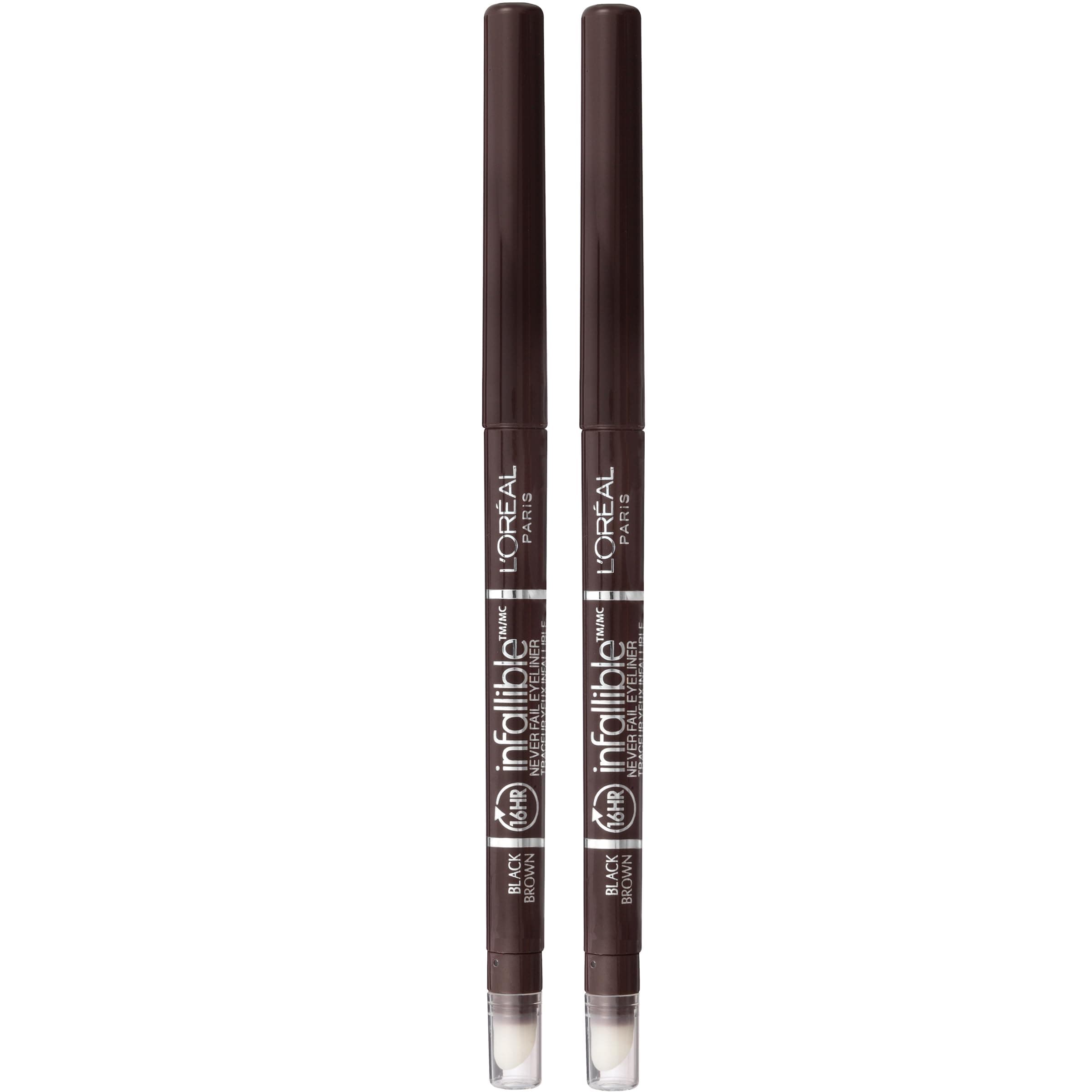 Makeup Infallible Never Fail Original Mechanical Pencil Eyeliner with Built in Sharpener, Black Brown, 0.008 oz., 2 Count