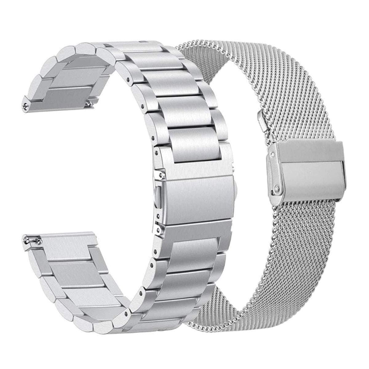 ViCRiOR Watch Bands Compatible with 18mm Garmin Venu 3S/ Vivoactive 4S /Venu 2s / Vivomove 3S, Solid Stainless Steel Watchband+ Mesh Strap Bracelet Replacement Band for Garmin Forerunner 255s/265S