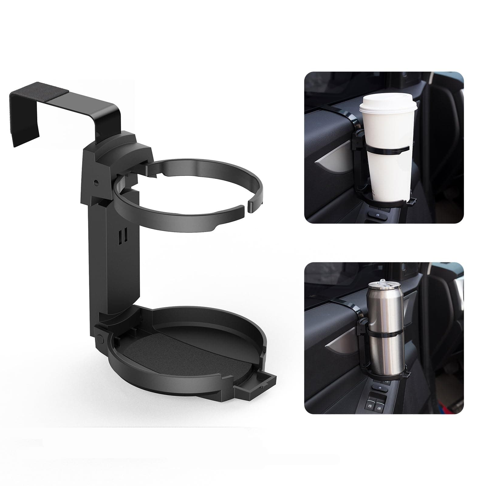 LITTLEMOLECar Cup Holder, Vehicle Door Cup Holder, Adjustable Folding Drink Holder for Truck Interior, Soda Cans, Water Bottles, Coffee