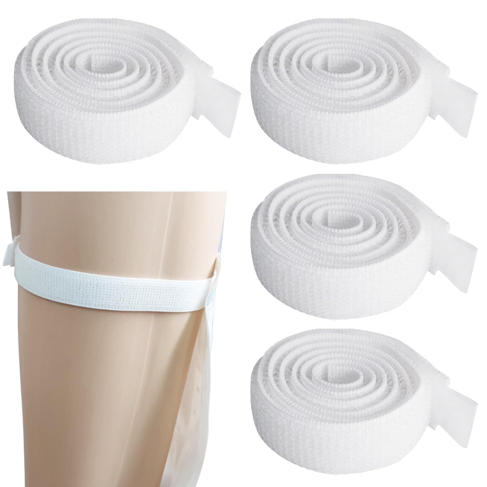 4 Pcs Leg Bag Straps,Catheter Leg Bag Straps,Comfortable Catheter Leg Bag Holder Support,Urine Drainage Bag Strap,Nylon Velcro Straps Catheter Night Bag Stand for Incontinence Urine Bag(White)