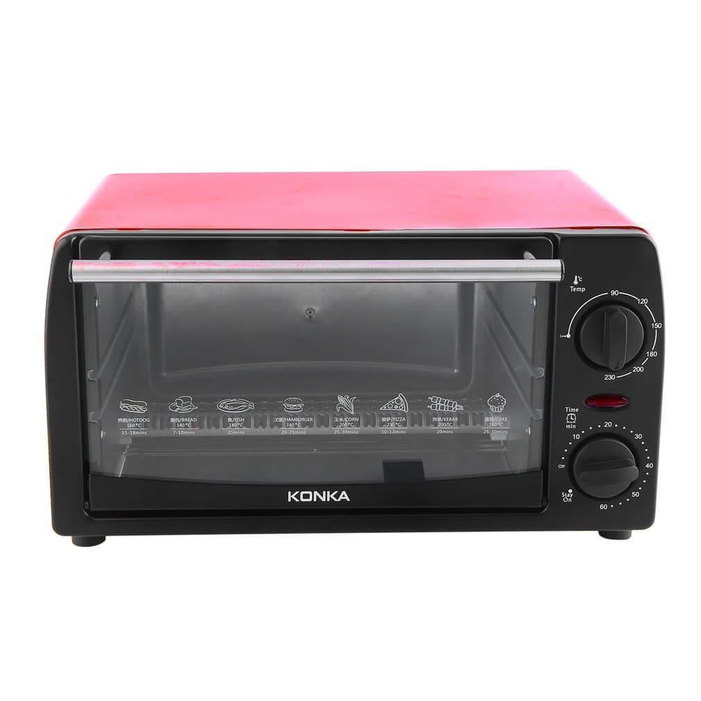KONKA Toaster Oven Home 12L Mini Baking Oven KAO-1202 1050W With Bakeware,7.8 Pounds,Red