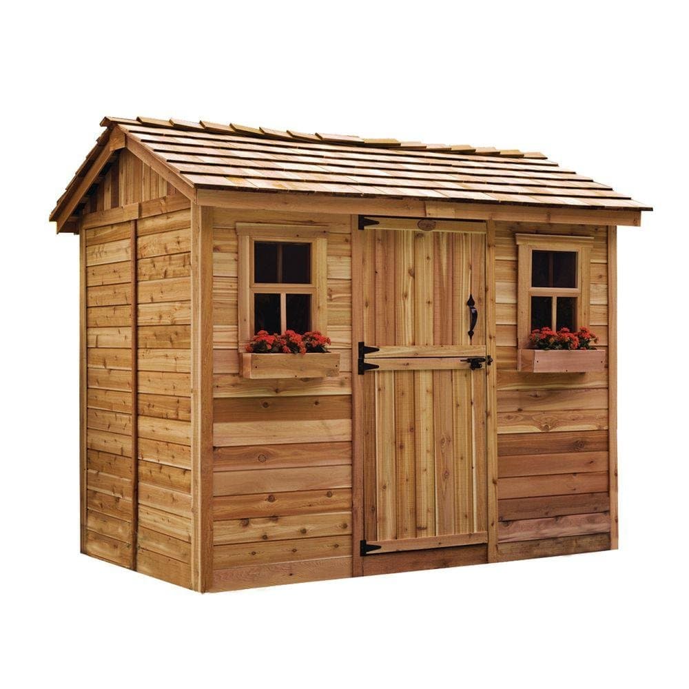Cabana Cedar Shed 12 x 8 with Cedar Roof, Dutch Door, 2 Functional Windows with Screens