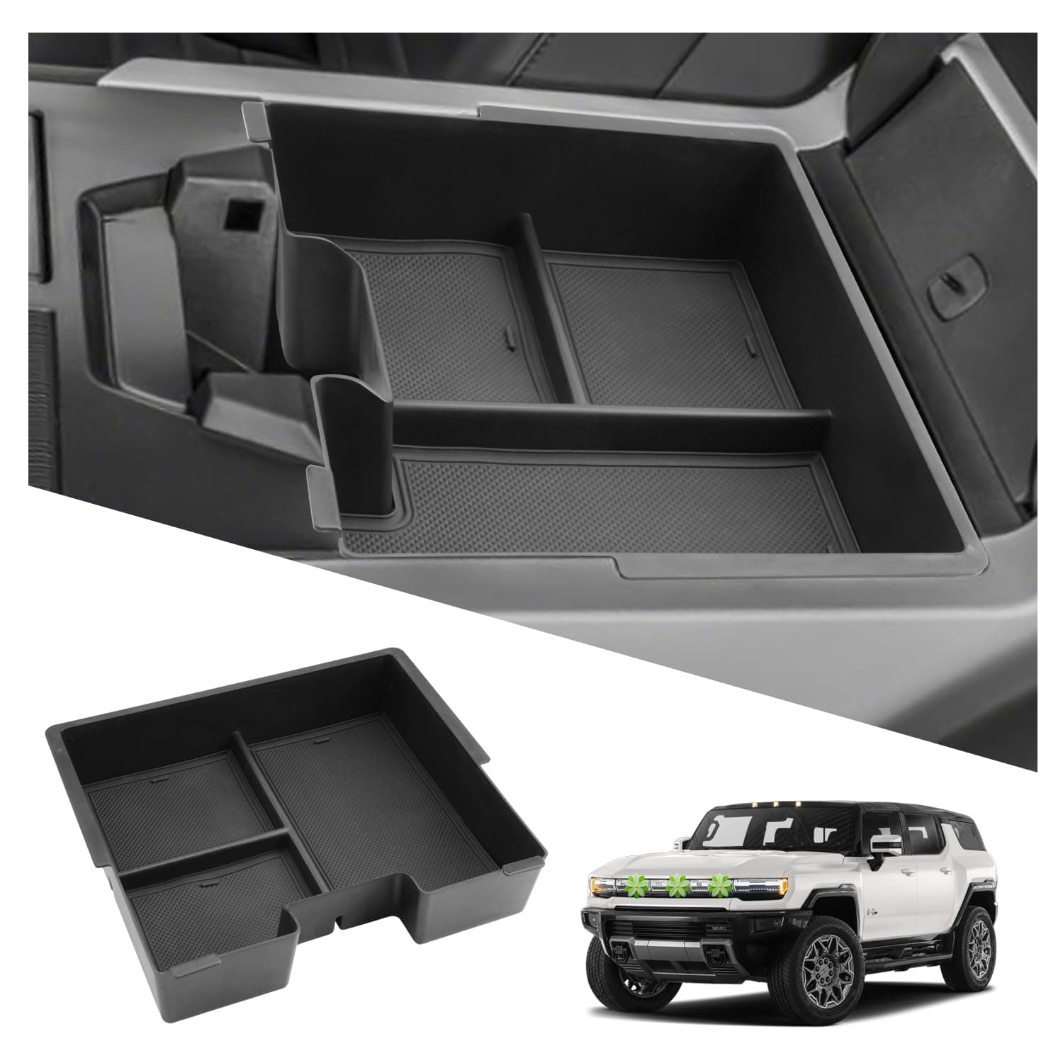 Ruiya 2022-2026 Hummer EV Center Console Organizer for GMC Hummer EV Accessories ABS Material Armrest Console Glove Tray Compatible with 2022 2023 2024 2025 2026 GMC Hummer EV Pickup/SUV