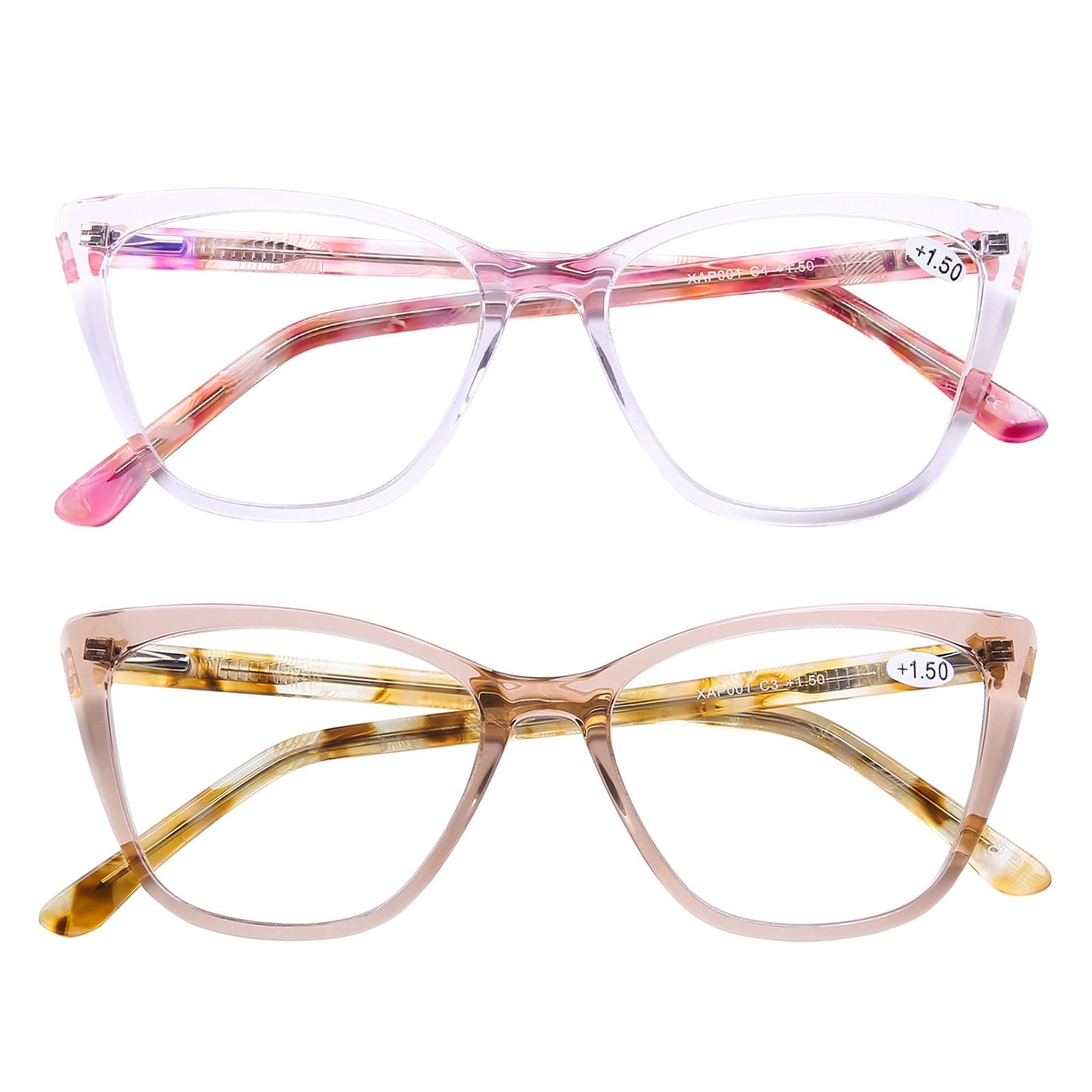 AQWANO Oversized Blue Light Block Reading Glasses Women, Stylish Cateye Computer Readers Designer Anti Glare UV Filter,1.25