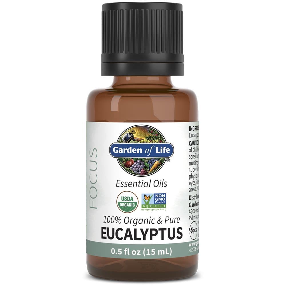 Garden of Life Essential Oils - 100% Organic & Pure Eucalyptus Essential Oil for Diffuser, Aromatherapy, Meditation - Clarity & Focus, Stimulate, Invigorate, Refresh, 0.5 fl oz