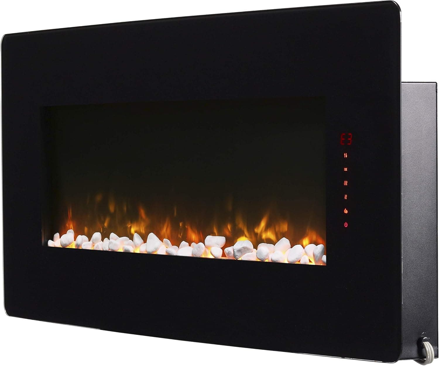 Winslow Wall Mounted Electric Fireplace, 42" Inch, Black, 1400W - Modern Wall Electric Fireplace with Heater, Multiple Media Options, Remote Control - Slim Fireplaces for Living Room, Bedroom