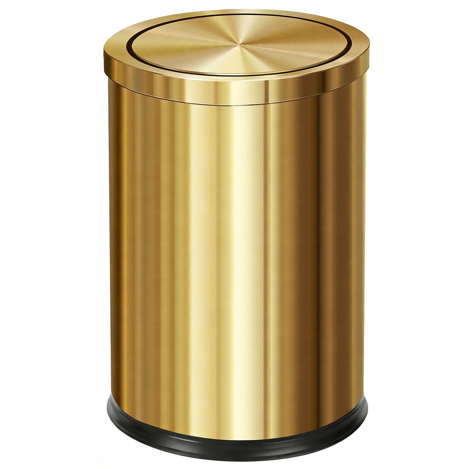 Stainless Steel Gold Trash can with Flipping Lid 2.4gallon Fingerprint-Proof Garbage cans Wastebasket Bin for Kitchen bothroom Living Room (Gold, 2.4 Gallon)