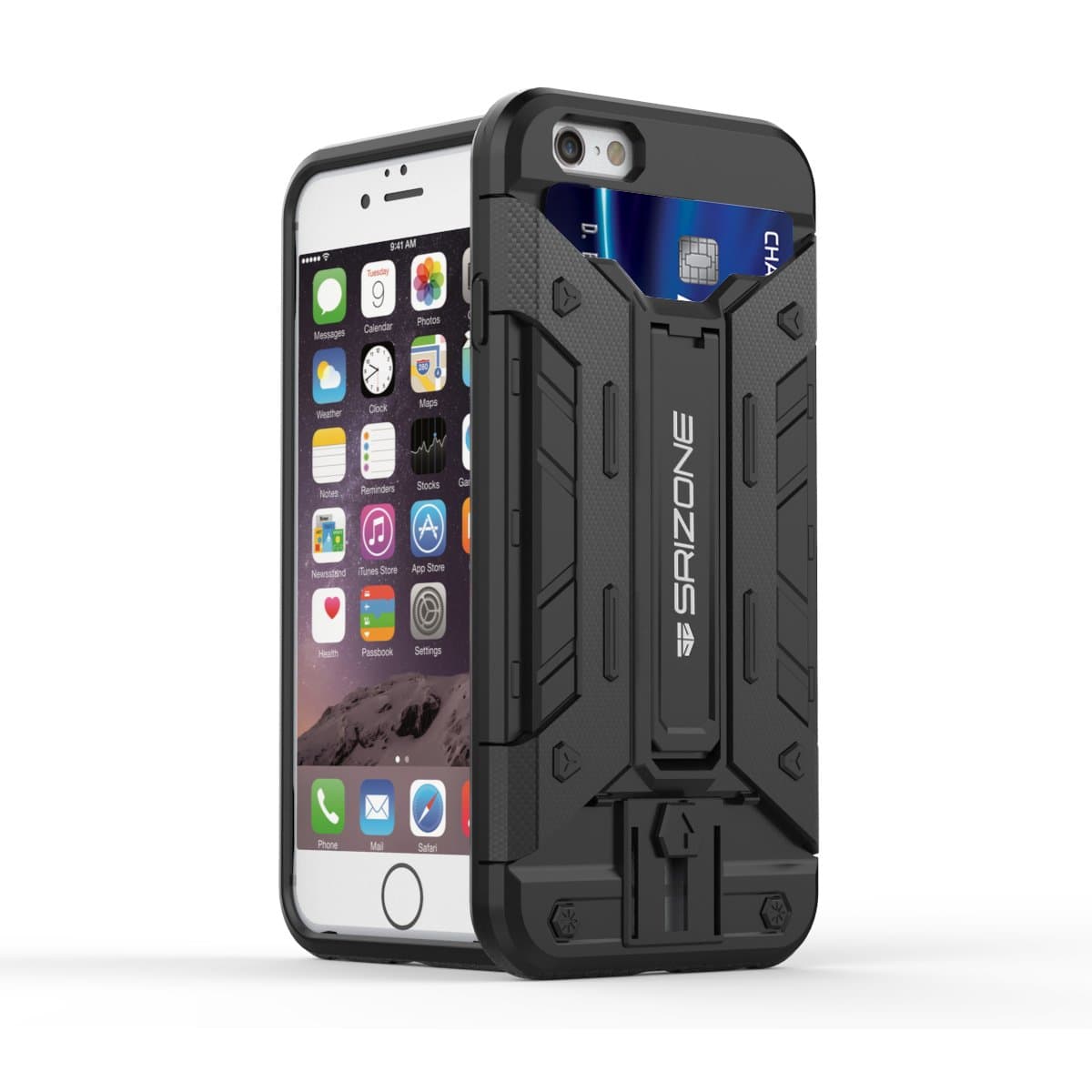 iPhone 6s Case, SRIZONE [Card Slot Series] Shock-Absorption | Kickstand | Hybrid Dual Layer Armor Cover Case for Apple iPhone 6 (2014) and iPhone 6S (2015) (Black)