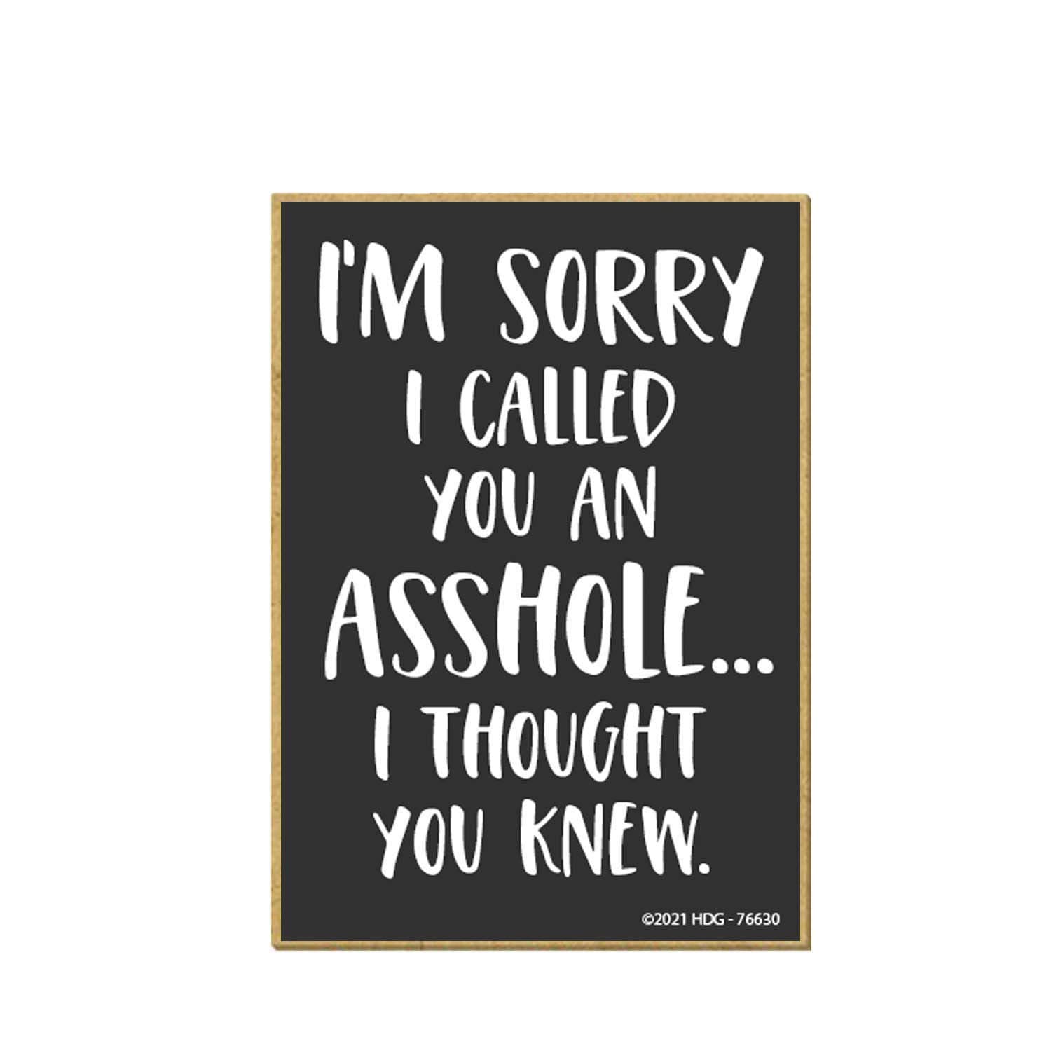 Honey Dew Gifts, Sorry I Called You an Asshole, I Thought You Knew, Wooden Refrigerator Magnets, Funny Fridge Magnet, 3.5 inch by 2.5 inch, 76630
