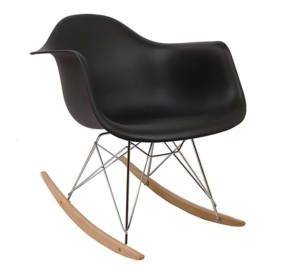 Yopih Rocking Chair Mid Century Modern Armchair (Black)