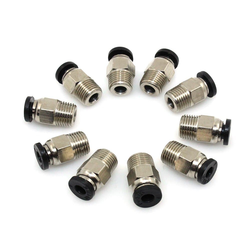 PC4-M10 Male Straight Pneumatic PTFE Tube Push in Quick Fitting Connector for E3D-V6 Long-Distance Bowden Extruder 3D Printer (Pack of 10pcs)