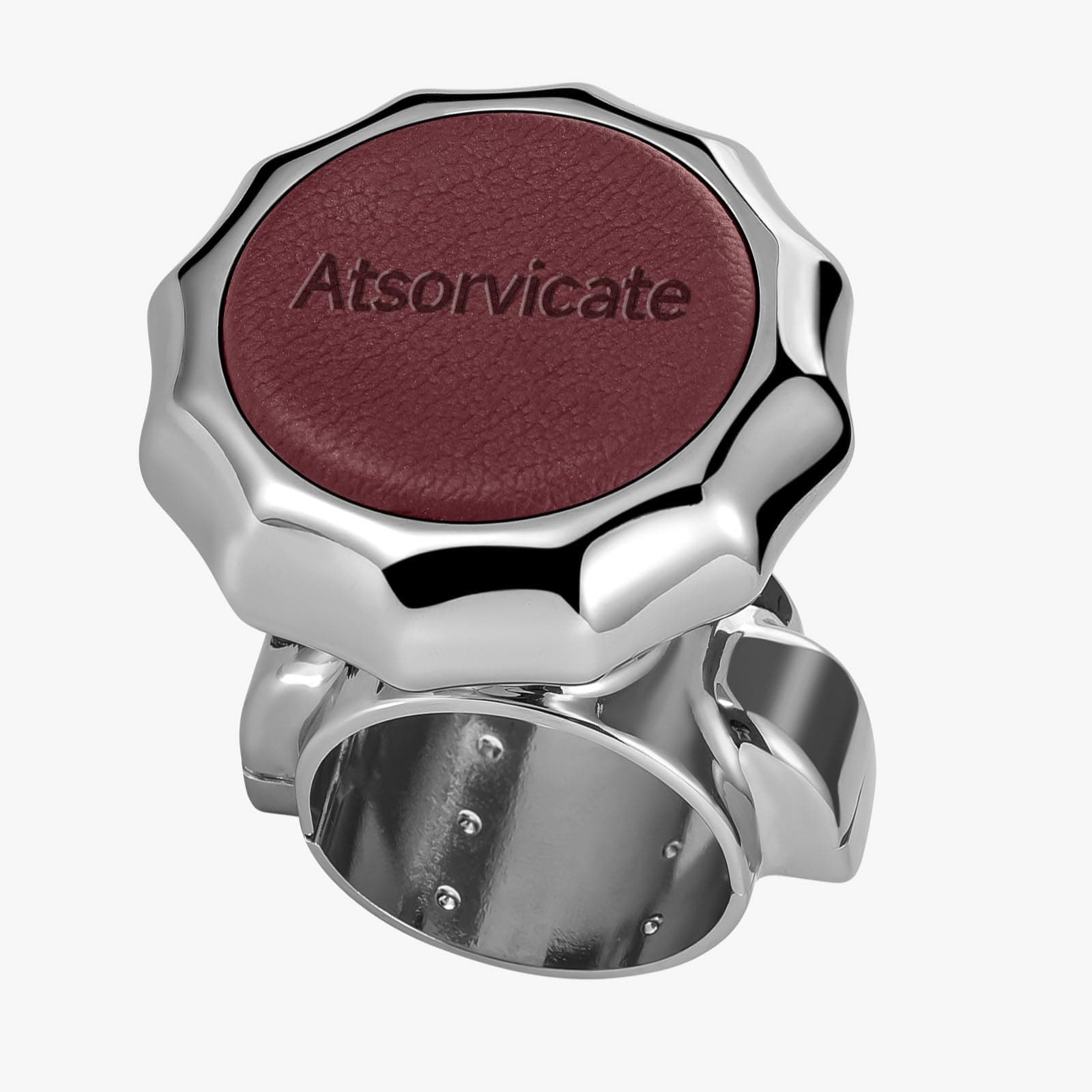 Steering wheel knob spinner metal steering wheel rotary for suicide rotary knob stable and durable power handle with suitable for cars, trucks, tractors, lawn mowers, forklifts ,boats (red cowhide)