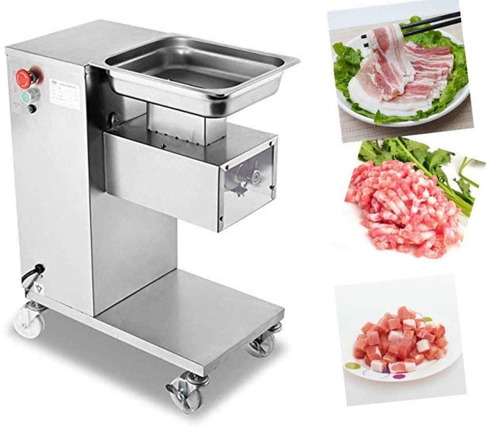 CGOLDENWALL500kg/h Commerical Meat Grinder Electric Meat Slicer Cutter Cutting Machine with Pulley All Stainless Steel All Stainless Steel QE Type