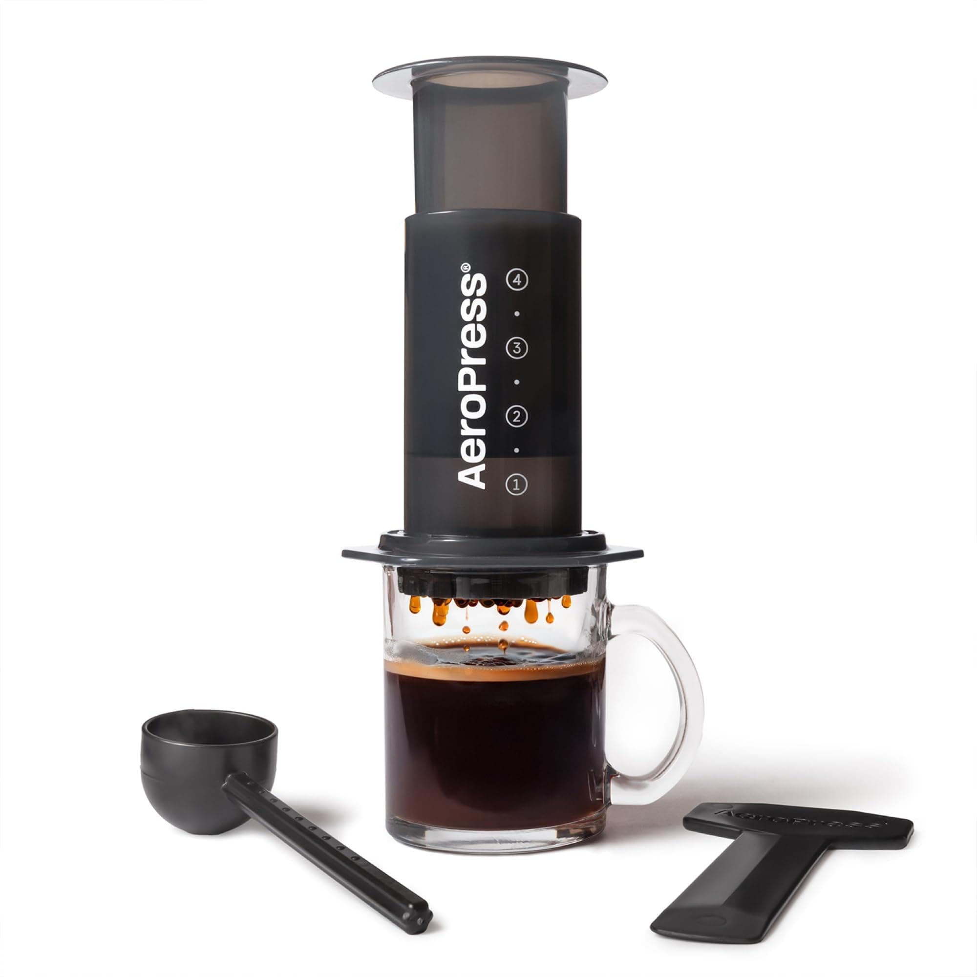Coffee and Espresso Maker - Quickly Makes Delicious Coffee Without Bitterness - 1 to 3 Cups Per Pressing, Tranparent, Regular (80R11)