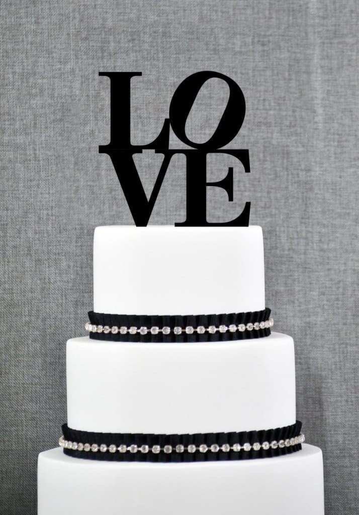 Philadelphia LOVE Wedding Cake Topper in Custom Colors Modern Cake Topper Unique Wedding Cake Topper Pop Art Cake Topper S042
