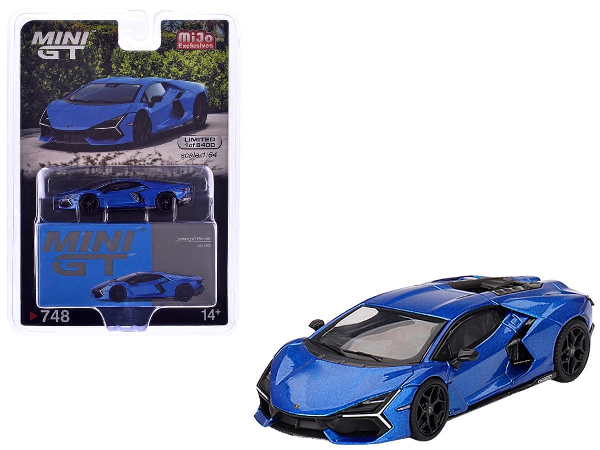 1:64 Scale Diecast Model Car Compatible with Lamborghini Revuelto Blu Eleos Limited Edition by MINI GT MGT00748