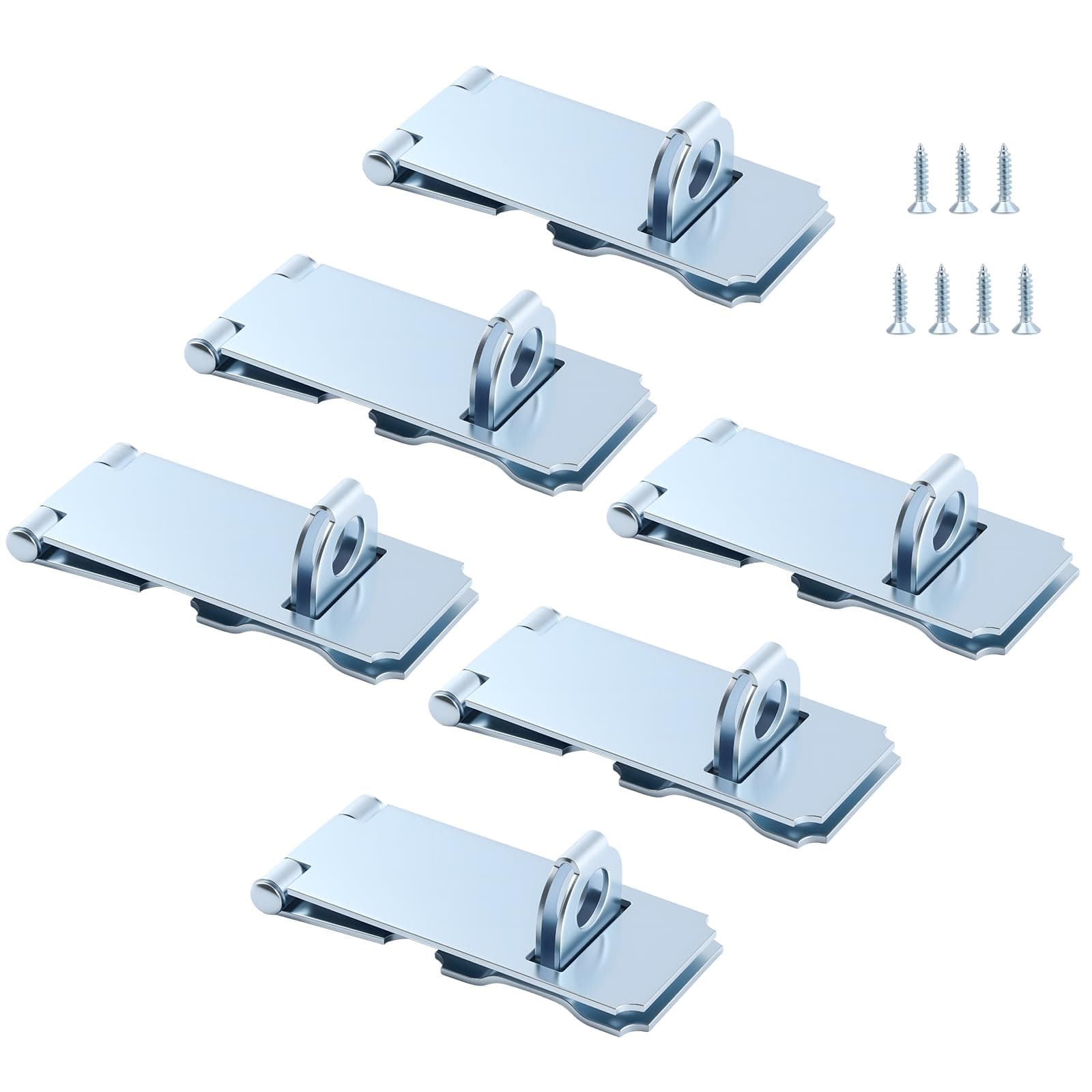 HOME MASTER HARDWARE 6 Pack Door Padlock Locks Hasp Latch, 3-1/2 inch Safety Packlock Clasp Hasp Lock Latch,Extra Thick Door Gate Lock Hasp with Screws