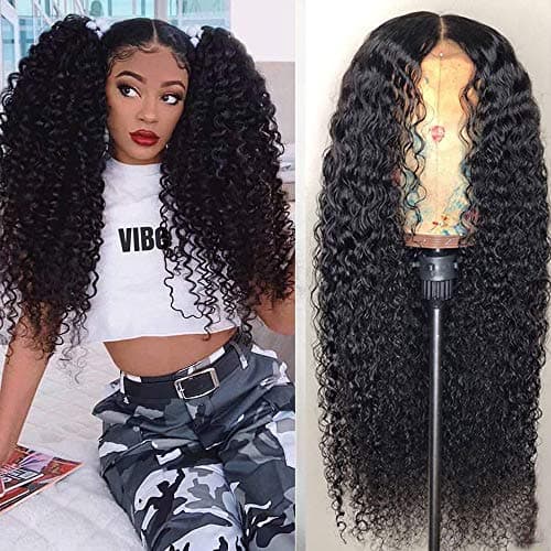 Maxine Deep Wave Wig 360 Lace Frontal Wigs Human Hair Deep Curly Human Hair Wigs with Baby Hair Glueless Curly Human Hair Wigs for Black Women Natural Color(16inch)