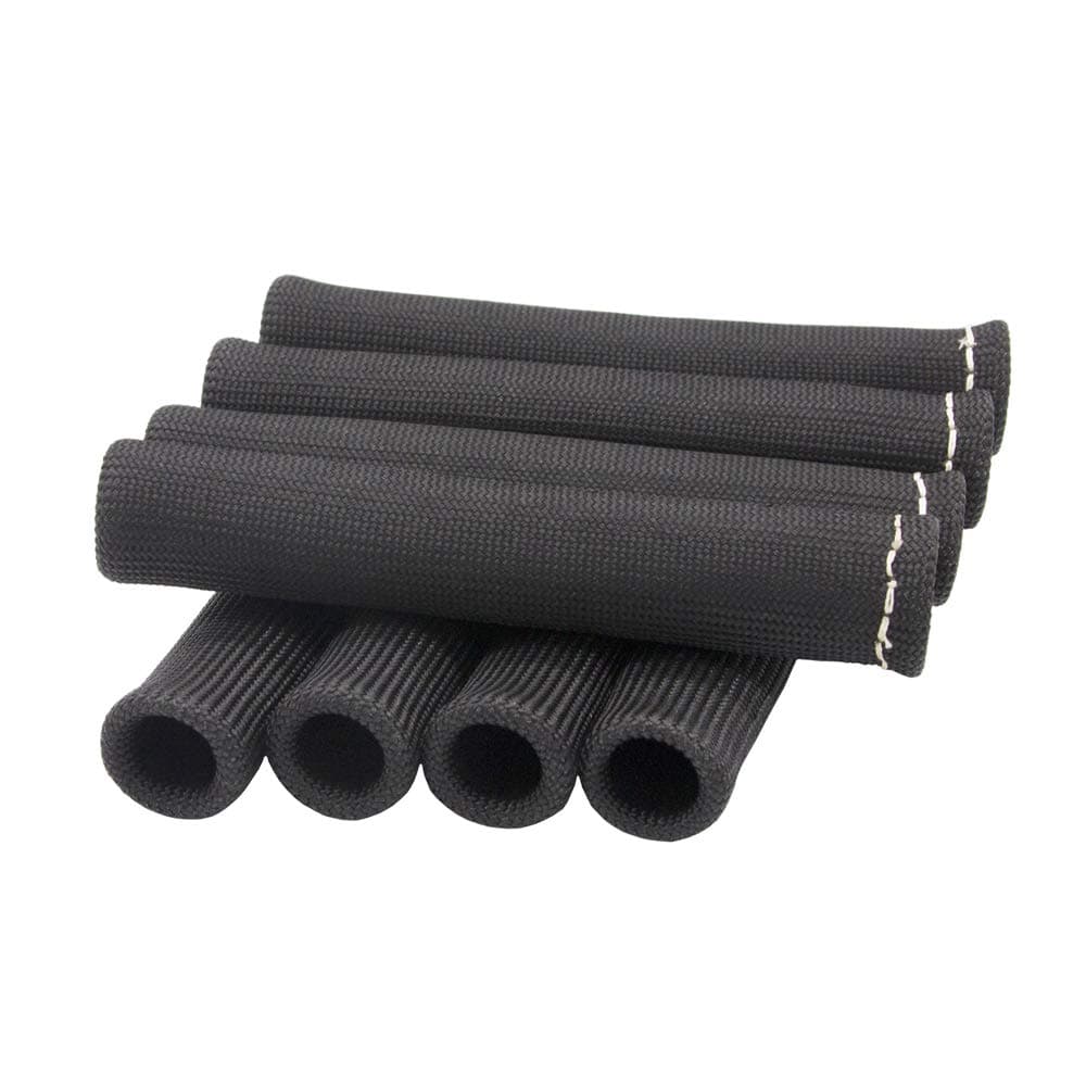 Ucreative Black 8pcs Fiberglass Spark Plug Heat Shield Protector and 12pc Engine Spark Plug Wire Separator Insulating Sleeve Spark Plug Wire Protector with Divider Suit for 8mm 9mm 10mm