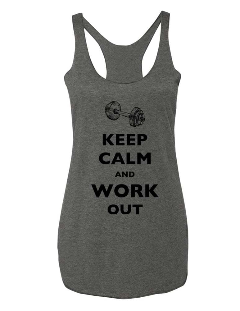 Keep Calm and Work Out - Super Soft Tri-Blend Racerback Tank