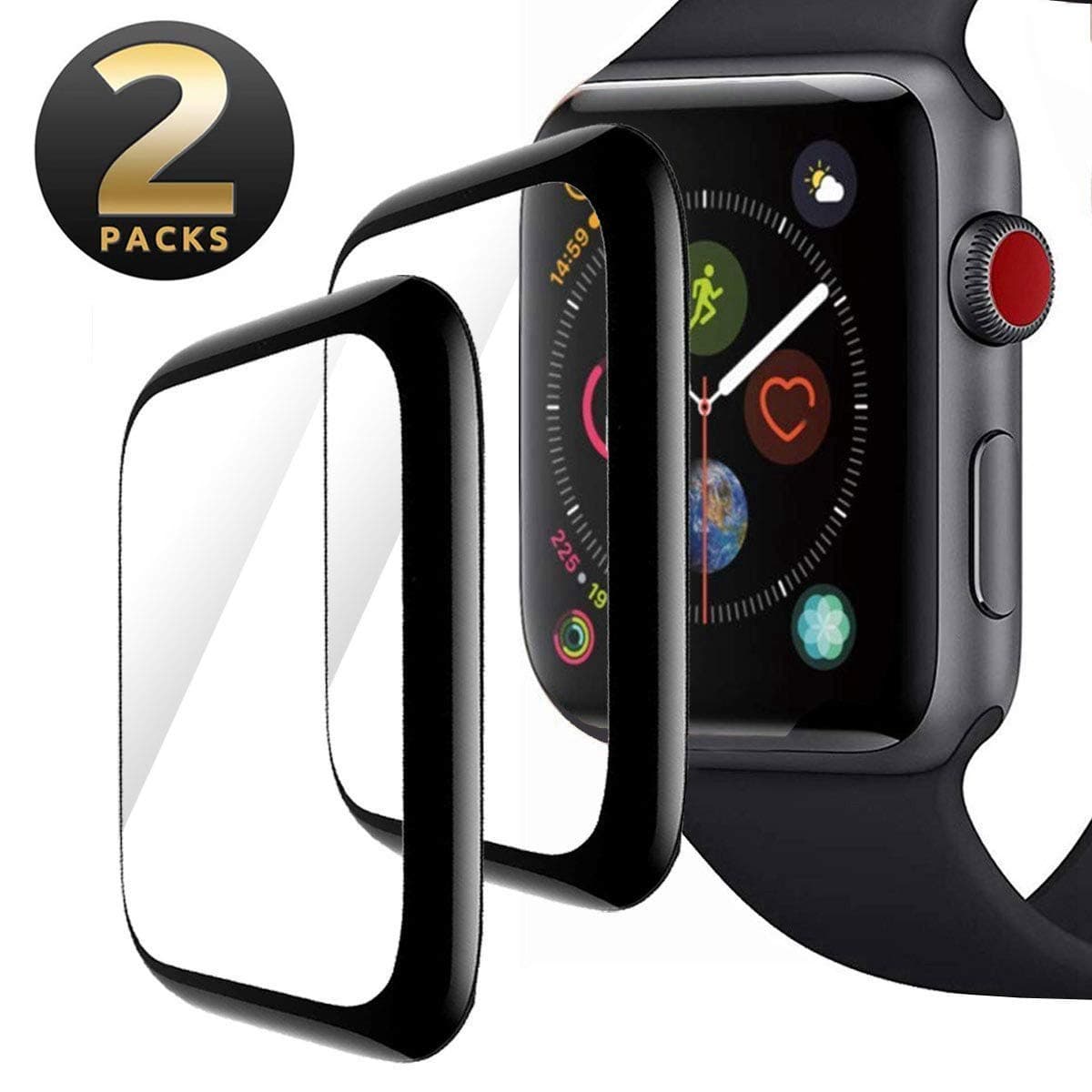 [2 - Pack] Screen Protector for Apple Watch 44mm,Anti-Smudge Anti-Scratch Bubble-Free Full Coverage 9H Hardness Tempered Glass Film for iWatch 44mm Series 4
