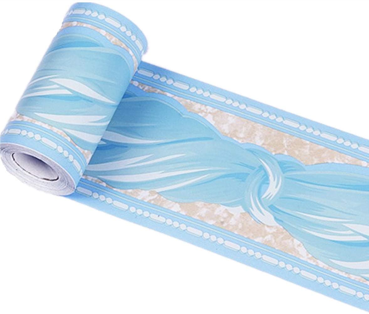 Amao Blue Braid Belt Pattern 10M Removable Wallpaper Border Self Adhesive Wall Paper Borders Covering Bathroom Garden Sticker