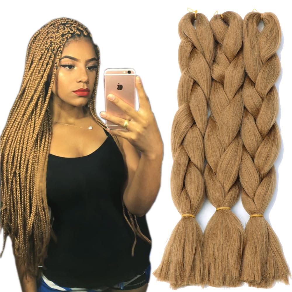 Original Jumbo Braids Hair Extension 3pcs Bronze 27# Color Dirty Blonde 24inch 100g/pc For Twist Box Crochet Braiding Hair